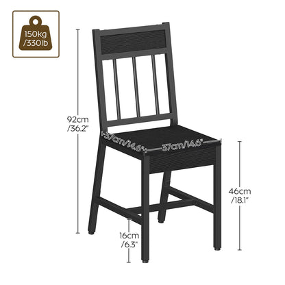 YATINEY Dining Chairs Set of 4, Industrial Kitchen Chairs with Metal Frame, Slanted Back, Wooden Dining Chair Set, for Kitchen, Living Room, Black CY03L4BB