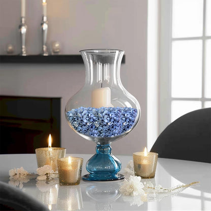 HappyFiller 23 OZ Crushed Shell Chips Broken Pieces,Resin Art Crafts Beach Theme Vase Bowl Filler,Succulent Plants Soil Cover,Candle Holder,Aquarium Pebble,Tabletop Fountain,Wedding Centerpiece,Blue