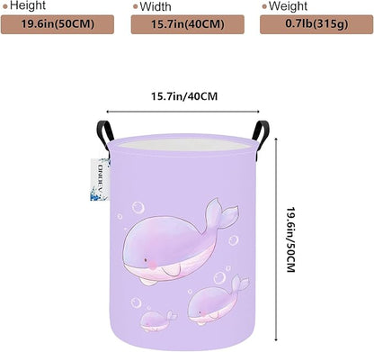 Round Foldable Girls' Storage Basket Kids Laundry Hamper Purple Gift Basket
