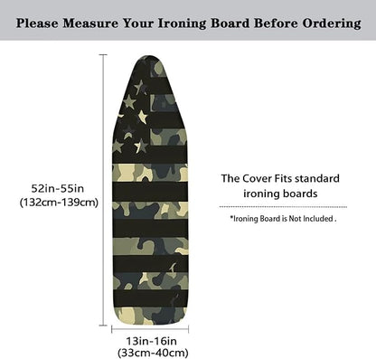 America Flag Ironing Board Cover, Camouflage Stripe Star Elastic Edges Non-Slip