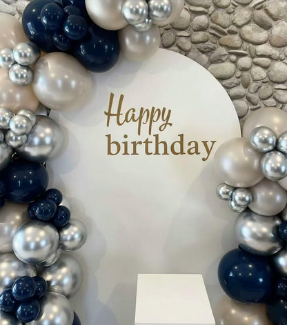 ADOINBY Navy Blue Silver White Balloon Arch Kit, Double Stuffed Pearl Sand White Royal Dark Blue Chrome Silver Confetti Balloons Garland Kit for Birthday Graduation 2026 New Years Party Decoration