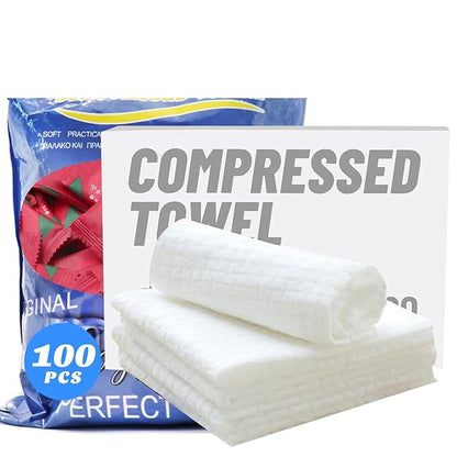 100 Pcs Mini Compressed Towels, Disposable Face Compressed Towel, Compressed