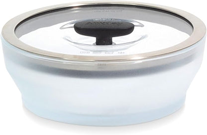 Anyday 4-Pc Microwave Cookware & Glass Food Storage Set with Glass Lids | Medium Plastic-Free Containers | Stackable Steamer with Vented Lid for Microwave-Safe Reheating & Steaming Vegetables, Rice