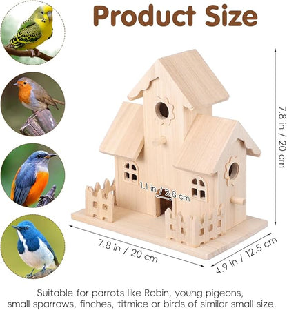 Toddmomy Solid Wooden Bird Nest Box 7.87X4.92X7.87In Unfinished Hanging Birdhouse for Garden Patio Home Decor and Small Pets Sleeping Nest
