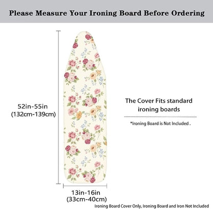 Rose Flower Ironing Board Cover, Iron Board Cover Non-Slip Thick Ironing Board