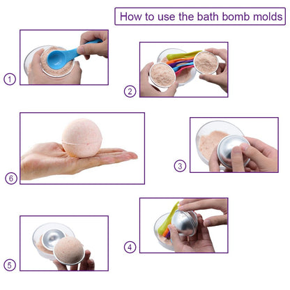 Bath Bomb Mold Set 228 Pieces - 200 Packs Shrink Wrap Bags,12 Pieces of DIY Metal Mould,Spoons,Gift Bags,Mini Heat Sealer (Instruction Included)