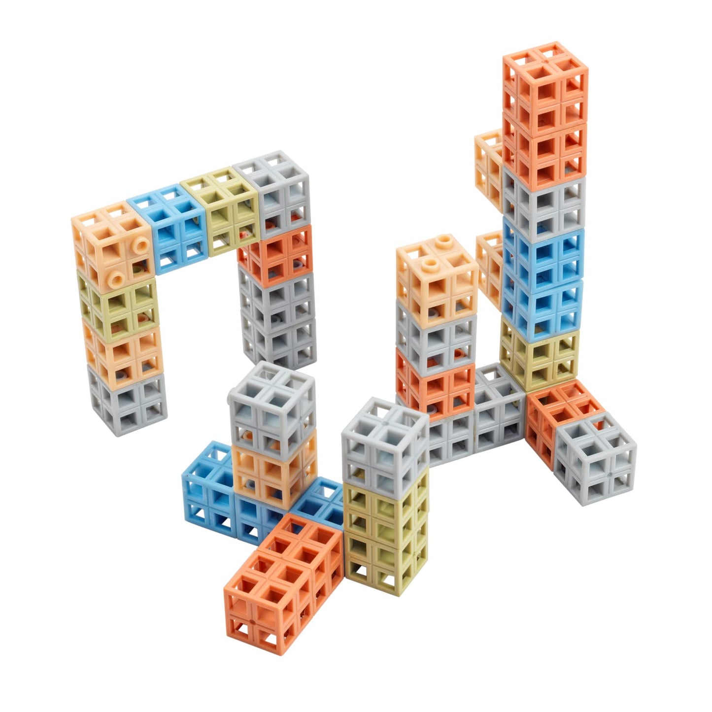 Excellerations Natural Tones Grid Linking Cubes - 200 Pieces
