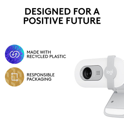 Logitech Brio 100 Full HD 1080p Webcam for Meetings, Streaming, Desktop, Laptop, PC - Built-in Mic, Shutter, Works with Zoom, Microsoft Teams, Nintendo Switch 2’s new GameChat Mode-Off -White