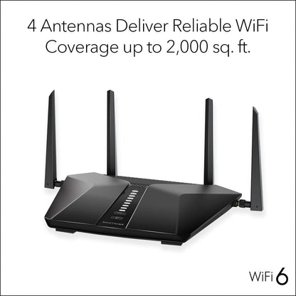 NETGEAR Nighthawk 5-Stream AX5 WiFi 6 Router (RAX43) AX4200 Wireless Speed (Up to 4.2 Gbps) | 2,000 sq. ft. Coverage (Renewed)