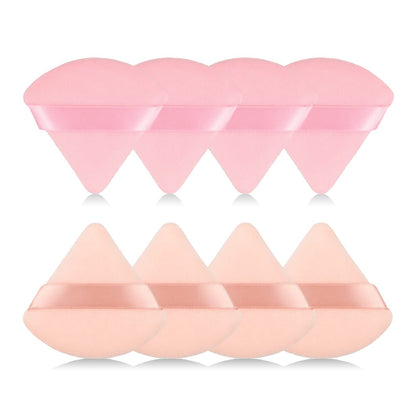 8Pcs of Triangular Powder Puff Makeup Sponges, Made of Super-soft Velvet, Designed for Contouring, Eye, and Corner, Beauty Blender Foundation Mixing Container.(Black)