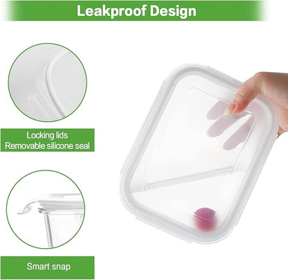 HOMBERKING Large Glass Meal Prep Containers, 5 Sets 35oz | 4.5cups, Food Storage