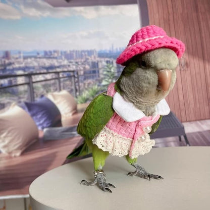 Bird Diaper Flight Suit - Pink Top Bird Clothes Cosplay Photo Prop for Parrots, Lovebirds, Parakeets, Cockatiels & Small Animals (Green Quaker)
