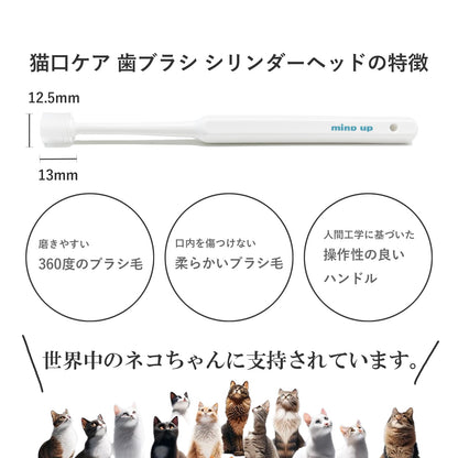 MIND UP Cat Toothbrush Cylinder Head | 360-Degree Toothbrush for Lovely cat | Length 6 in Bristle Diameter 0.49 in