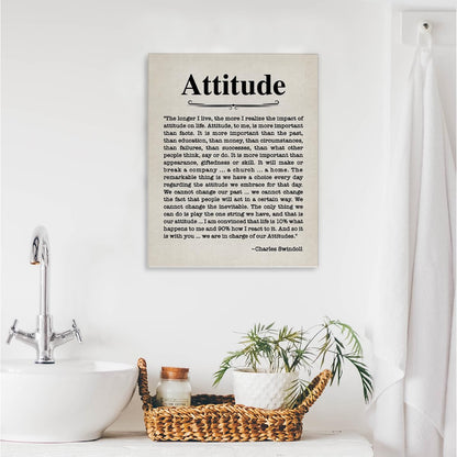 Inspirational Wall Art Canvas Painting Framed, Motivational Attitude Quote Poster Print Ready to Hang Home Office Living Room Decor 10×8 Inches