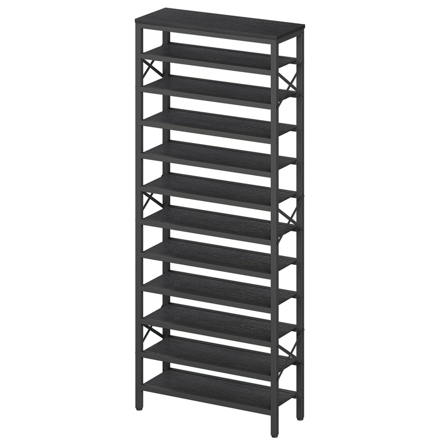 YATINEY 5-Tier Shoe Rack with 3 Drawers and 12-Tier Tall Shoe Rack Organizer, Wooden Shoe Storage for Closet Holds 48 Pairs, Sturdy Shoe Shelf SS35BB-SS212BB