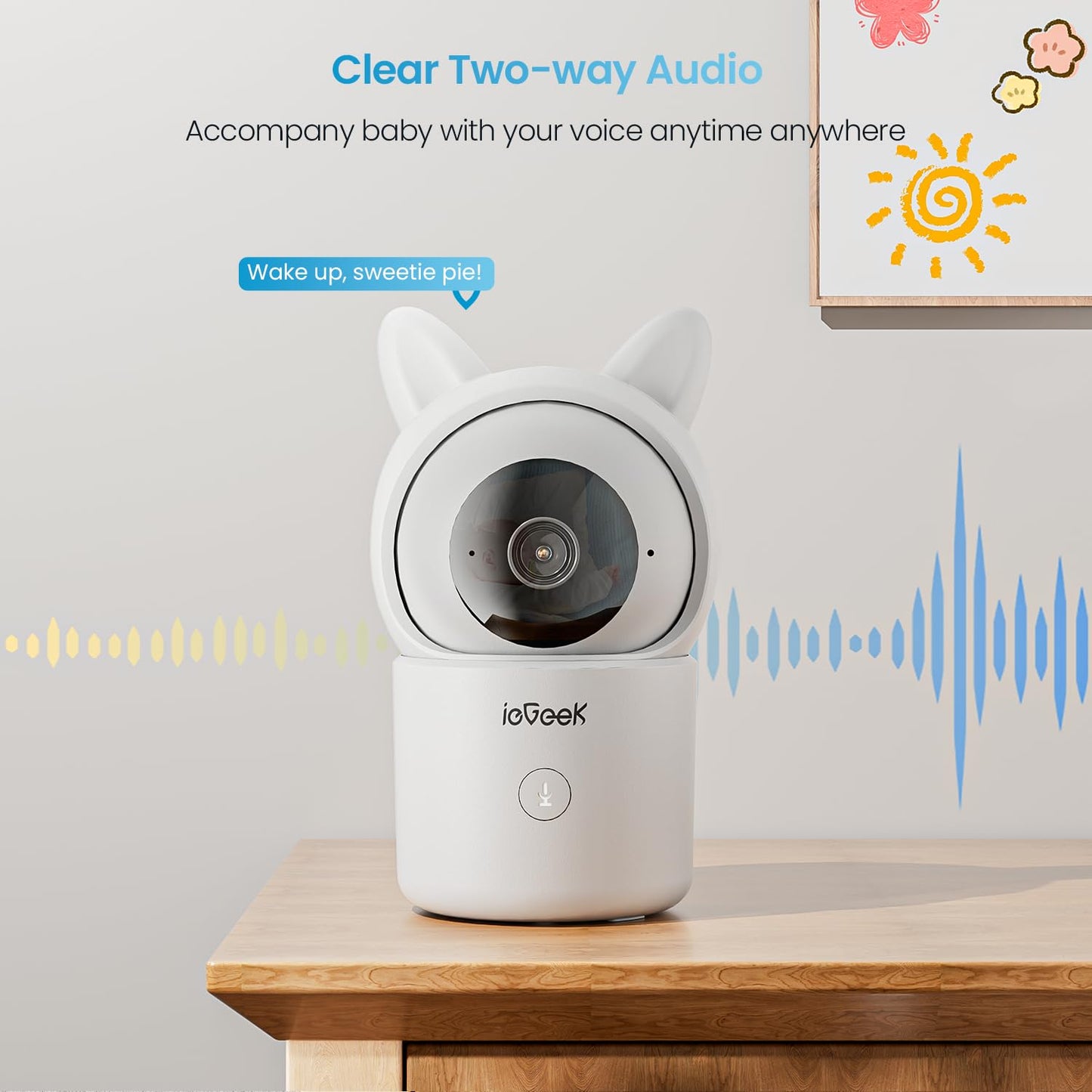 ieGeek Baby Monitor with 2 Cameras, Split-Screen Video Baby Monitor with Audio and 1080P Camera 4.3" Screen - Night Vision, Two-Way Talk, Cry & Motion Detection, Pan-Tilt-Zoom via Screen and Free APP
