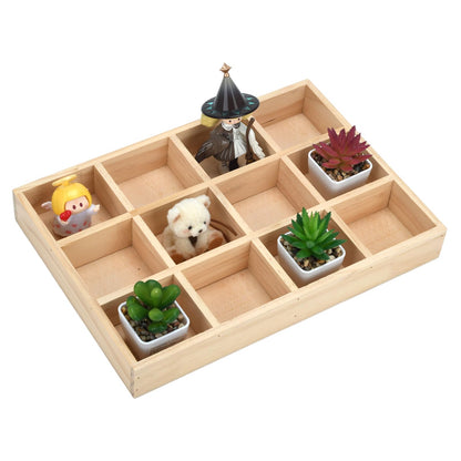 Natural Wooden Sorting Tray,Multi-Grid Sectional Organizer Tray,Sturdy Wood Divided Storage Tray for Jewelry,Beads,Game Pieces,Craft Supplies,Small Parts Sorting & Home Desktop Organization (Wood)