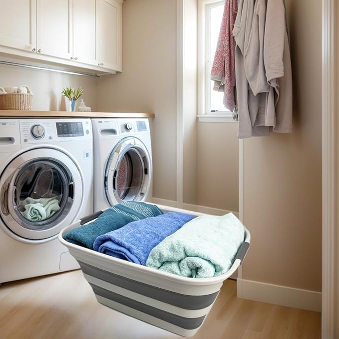 SAMMART Collapsible Plastic Laundry Basket