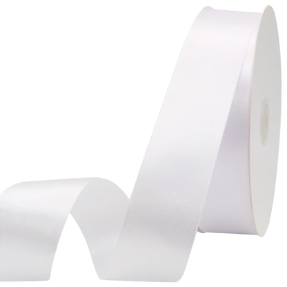 Maclemon 1 inch Wide 100 Yards Double Face White Satin Ribbon White Fabric Ribbon for Gift Wrapping Very Suitable for Weddings Decoration Bouquet Balloons Arts Craft Sewing Hair Bow Invitation