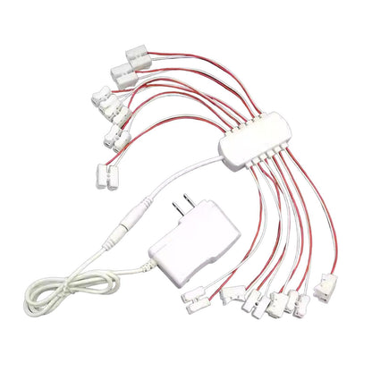 kowaku 3V 2A Power Supply US Plug 12 Ports Convenient Compact Wiring Power Cable for Miniature Garden Model Hobby Train Street Light