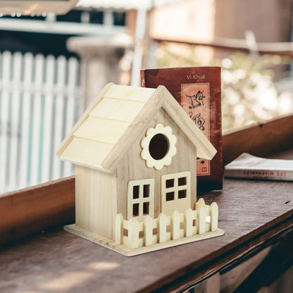 Toddmomy Wooden Bird House Outdoor Small Bird Nest Hanging Feeder Home Garden Decoration 7.08X5.51X5.11 Inch Natural Wood
