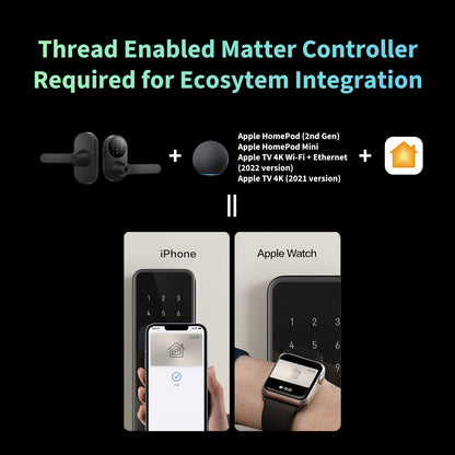 Aqara Smart Lock U300, Fingerprint Keyless Entry Door Lock with Handle, Matter Over Thread with Apple Home Keys, Touchscreen Keypad, Smart Lever Lock Supports Apple Home, Alexa, Google, IFTTT, Silver