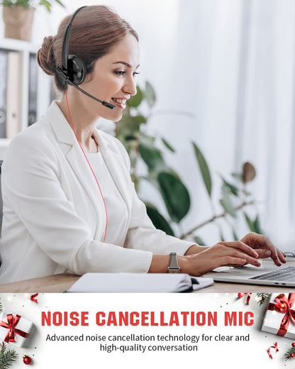 NUBWO HW01 USB Headphone/ 3.5mm Computer Headset with Microphone Noise Cancelling for Laptop, Lightweight PC Headset Wired Headphones, Business Headset, Office Computer Headsets for Cell Phone
