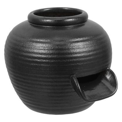 ibasenice Mini Ceramic Fountain Jar 3.54In Tabletop Water Feature with U-Shaped Spout Indoor Circulating Waterfall for Zen Garden Office Home Decor