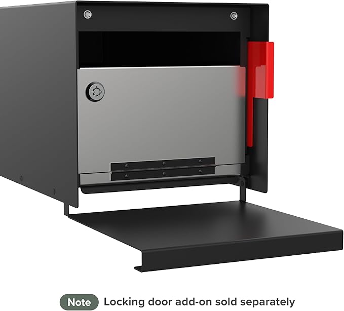 Olio Home Mailbox | Modern Design Personalized Thompson Flat Top Post Mount Mail Box | 20.5” x 9.2” x 8.5” | Galvanized Steel Mailboxes for Outside | Made in USA Mail Boxes for House | Black