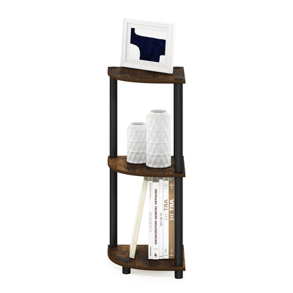Furinno TURN-N-TUBE Corner Shelf, 3-Tier Corner Bookshelf, Display Storage Shelves with Open Shelves, for Organization and Storage, Living Room, Home Office, Garage, Amber Pine