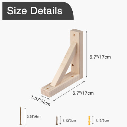 OVOV 4 Pack Wall Mount Wood Shelf Bracket Triangle Wooden Shelf Brackets for Plank Sconce Plug in Pendant Lamp Decorative DIY Wooden Bracket Include Mounting Screws 7 Inch