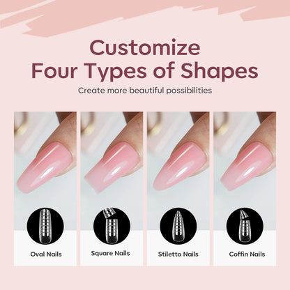 modelones Poly Gel Nail Kit 6 Colors with 8 W Nail Lamp Extension Gel Kit Jelly Milky White Pink Nude Complete Tools Beginner Thickening Solutions DIY at Home for Women