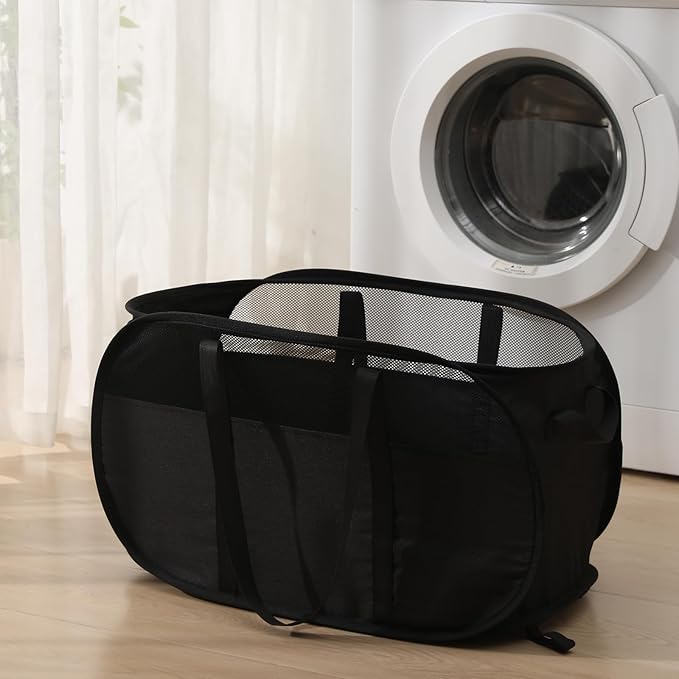 2 Pcs Collapsible Laundry Baskets, Tear Proof Pop Up Laundry Hamper