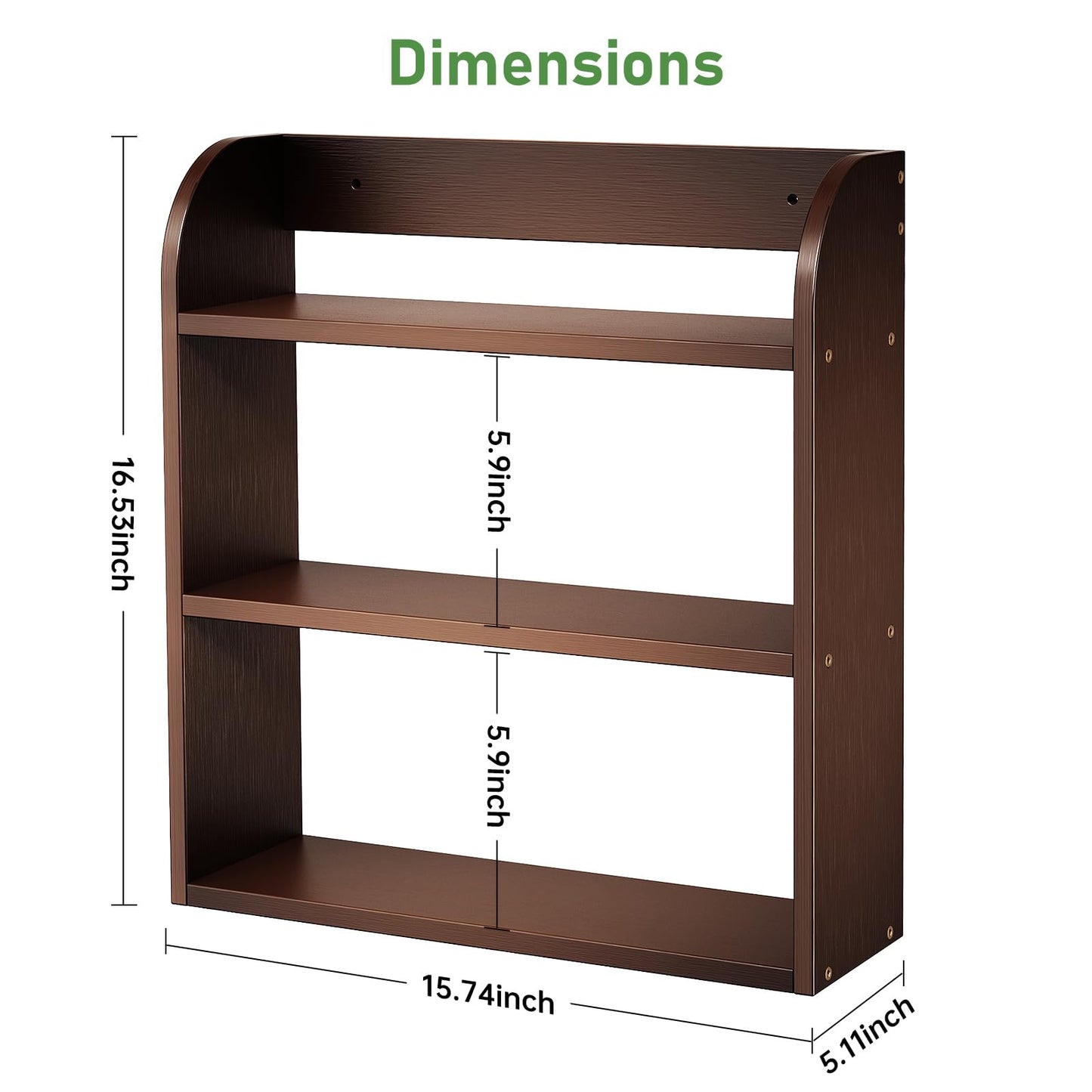 ROMGUAR CRAFT 3 Tier Bamboo Spice Rack, Countertop or Wall Mounting Wood Spice Jars Organizer Shelf for Kitche, Pantry (Brown)