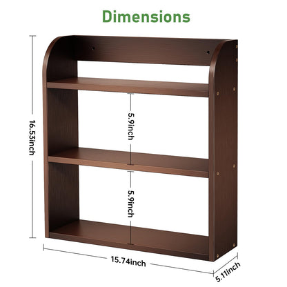 ROMGUAR CRAFT 3 Tier Bamboo Spice Rack, Countertop or Wall Mounting Wood Spice Jars Organizer Shelf for Kitche, Pantry (Brown)