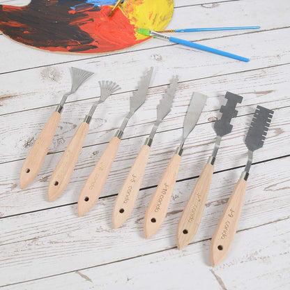 CONDA Palette Knife Set -10Pcs Stainless Steel Spatula Pallet Knife Painting Tools Metal Knives Wood Handle with Different Shapes and Sizes