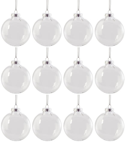 Creative Hobbies Clear Plastic Fillable Christmas Ornament Discs - Great for Crafts, Holidays and Weddings | Pack of 12 (Medium)