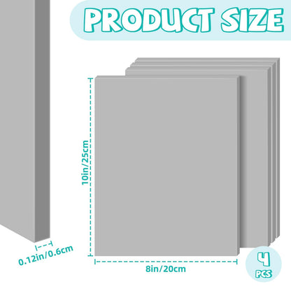 4 Pack 8 x 10 Inch Gray Rubber Stamp Carving Blocks, (0.24" Thick) Soft & Easy-to-Carve Rubber Blocks for DIY Stamp Making, Printmaking & Art Projects, Craft Supplies for Beginners and Professionals