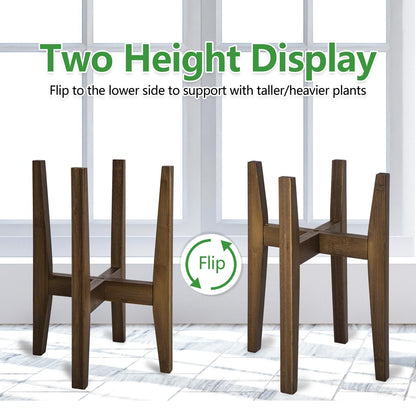Rnined Plant Stand Indoor, Bamboo Plant Shelf, Adjustable Corner Plants Flower Holders Single Floor Plant Stand, Fits 8 to 12 Inches Pots,(Pot & Plant Not Included)(walnut)