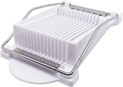 Egg Slicer for Hard Boiled Eggs, Food Slicer with 14 Stainless Steel Wires, Heavy Duty Hard Boiled Egg Cutter, Spam Slicer for Soft Fruit Strawberry Luncheon Meat Home Use (1Pcs, White)