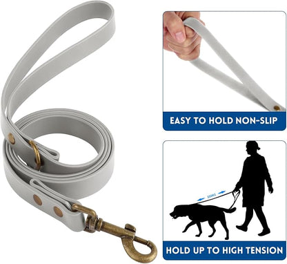 Wisedog Waterproof Dog Collar and Leash Set, XL, Grey | Adjustable Puppy Collar, Cute Tag, 6FT Dog Leash, Poop Bag Included, For Small Medium Large Dogs