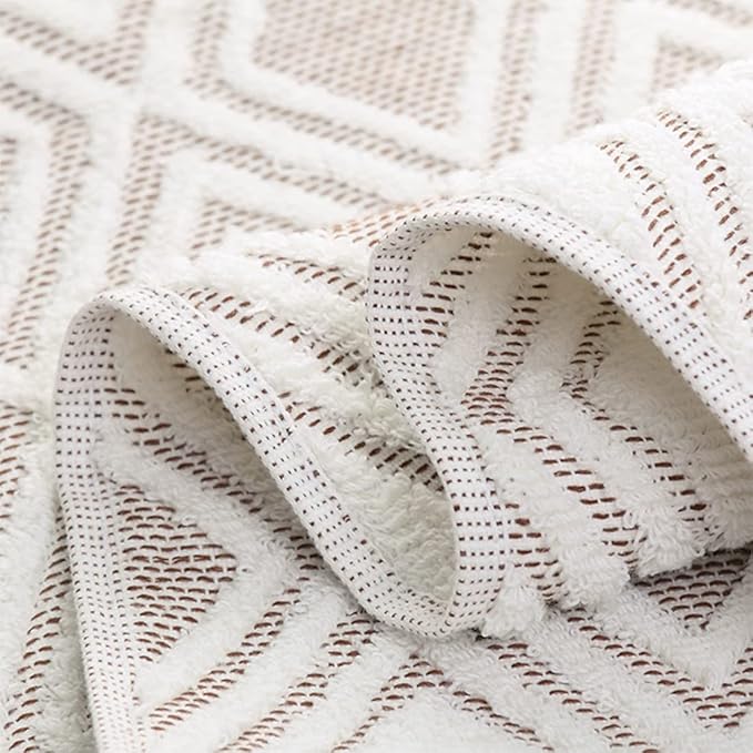 Pidada Bath Hand Towel Set of 3 Diamond Pattern 100% Cotton Absorbent Soft
