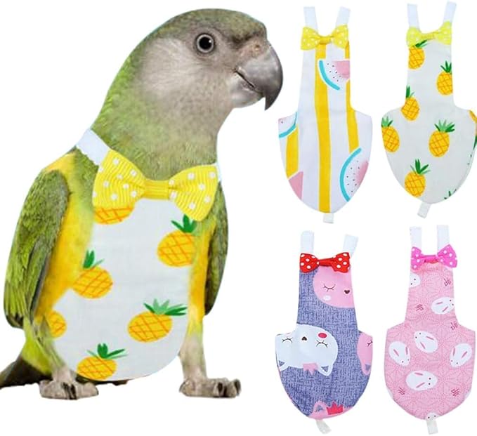Diaper Flight Suite Liners for Birds Protective Nappy with Waterproof Inner Layer Cute Urine Wet Suit for Parrot Macaw African Budgies Conure Monk Parakeet (L,Pink)