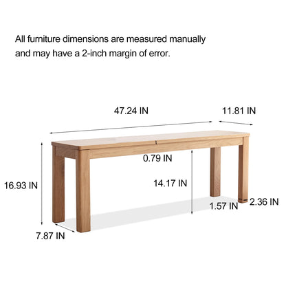 KEIKI Dinning Bench, 47.2" L Wood Dining Bench Indoor, Farmhouse Kitchen Table Bench for Kitchen, Living Room, Entryway, Oak
