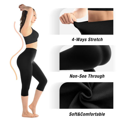 Walifrey Capri Leggings for Women, Buttery Soft High Waisted Leggings for Gym Yoga Workout (Brown XXL)