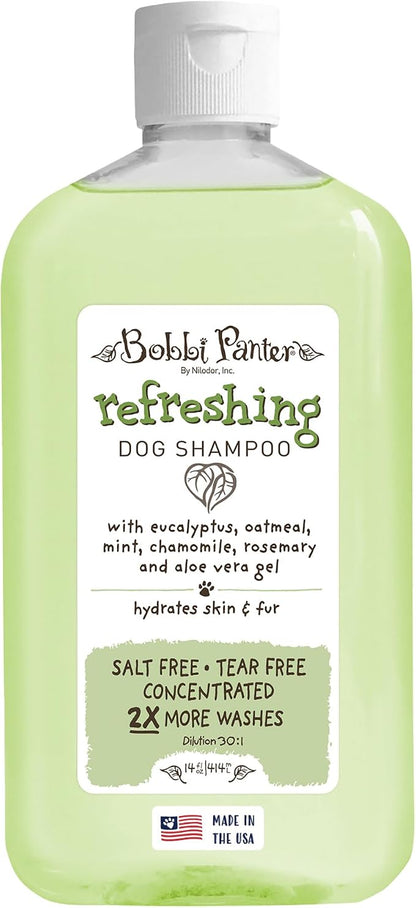 Bobbi Panter Refreshing Dog Shampoo Eucalyptus, Mint, Chamomile & Rosemary – Hydrating Natural Formula for Clean Fresh Coat, Tear-Free, 30:1 Concentrate, Made in USA, 14 oz