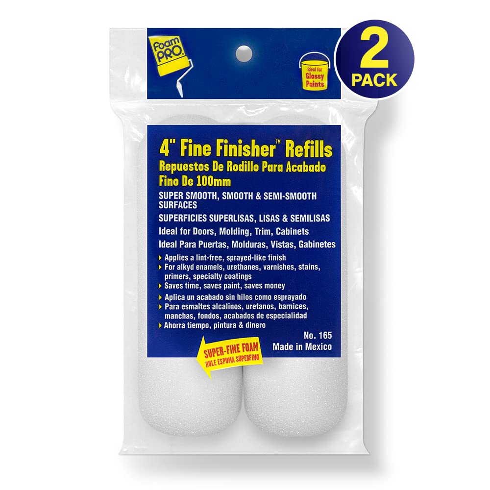 FoamPRO 163-P, 165-5 | 4” Fine Finish Foam Roller Refills (5 Pack) | Foam Paint Roller Covers | Home Painting Supplies & Paint Tools