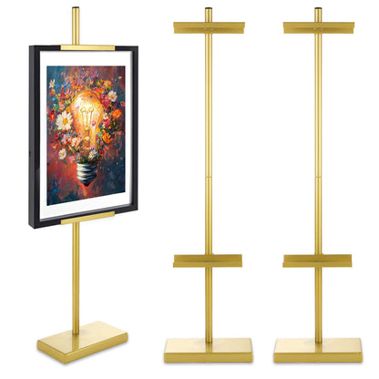 DAJAVE 2 Pack Adjustable Tabletop Easel Stand, Gold Picture Easels for Display, Picture Frame Stand for Art, Picture Frames, Photo Signs(29 Inch)
