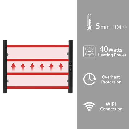 KEG Towel Warmer 8 Bars for Bathroom Freestanding or Wall Mounted Bath Towel Heater Plug-in with Built-in Timer Silver