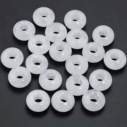 THEDAYEE 20Pcs Natural Clear Quartz Crystal Large Hole Beads, 8x14mm Rondelle Gemstone Spacer Beads 6mm Big Hole for Jewelry Making, Beading Bracelets, Macrame & Hair Braiding